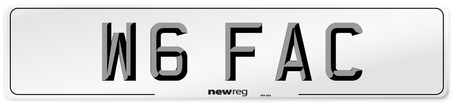 W6 FAC Number Plate from New Reg